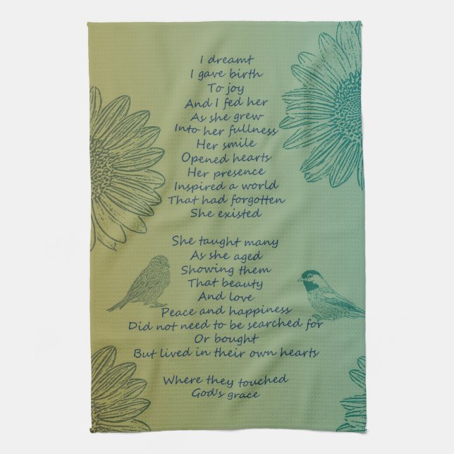 Paño De Cocina Poema del nacimiento de la alegría (Vertical)
