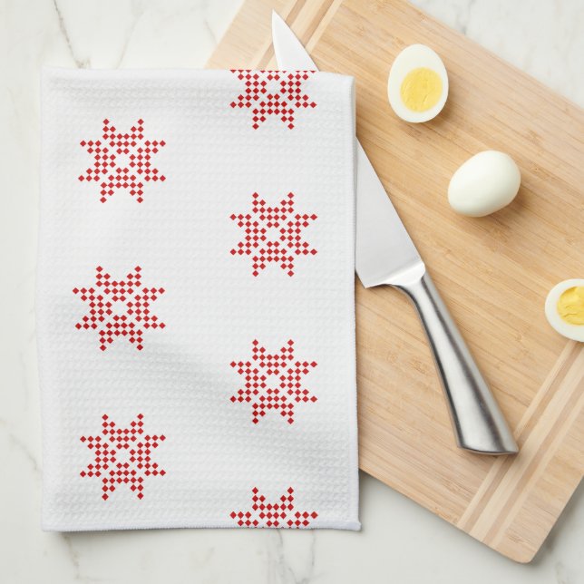 Paño De Cocina Poinsettia roja, Navidades abstractos (Doblado Cuarto)