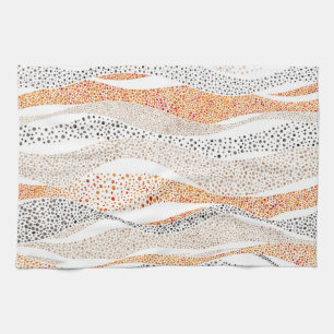 Paño De Cocina Pointillism Wavy Polka: Textil de Doodle lindo