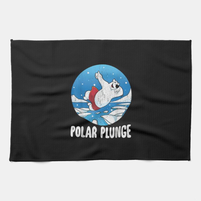 Paño De Cocina Polar Plunge Ice Jump Polar Bear Winter Swim (Horizontal)