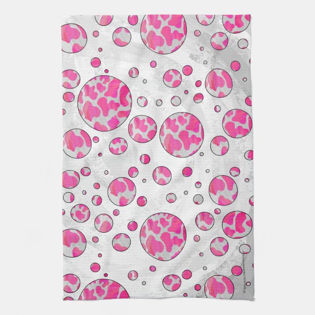 Paño De Cocina Polka Dot Cow rosa y blanco (Vertical)