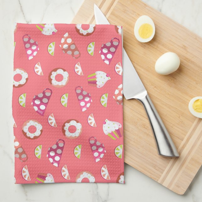 Paño De Cocina Polka Dot Cups Donuts Lemons Grapefruits (Doblado Cuarto)