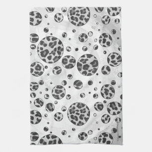 Paño De Cocina Polka Dot Leopardo Diseño en blanco y negro