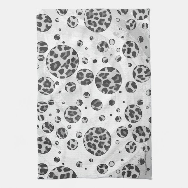 Paño De Cocina Polka Dot Leopardo Diseño en blanco y negro (Vertical)