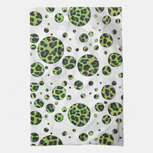 Paño De Cocina Polka Dot Leopardo Negro y Verde