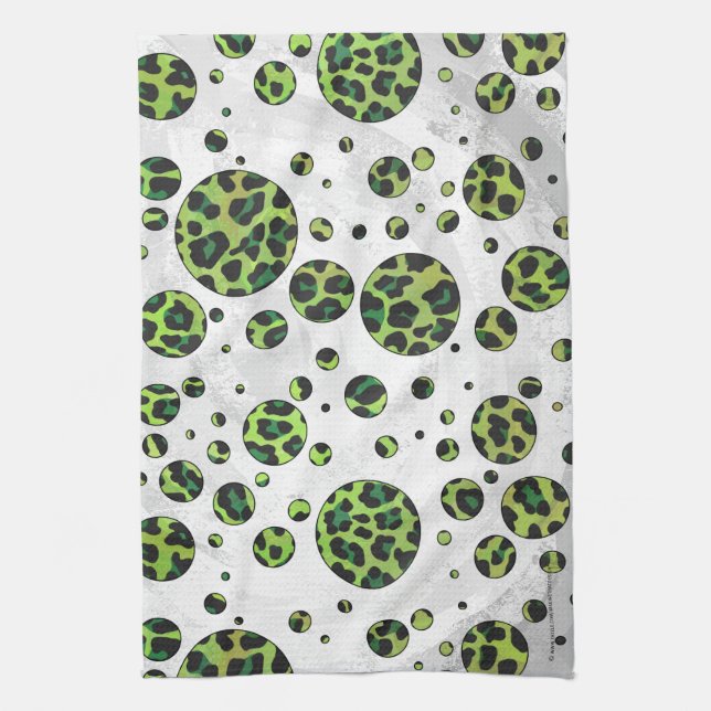 Paño De Cocina Polka Dot Leopardo Negro y Verde (Vertical)