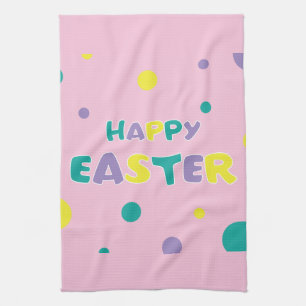 Paño De Cocina Polka Dots Pastel Pink Happy Easter