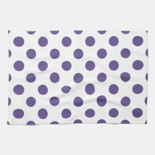 Paño De Cocina Polka ultravioleta sobre blanco