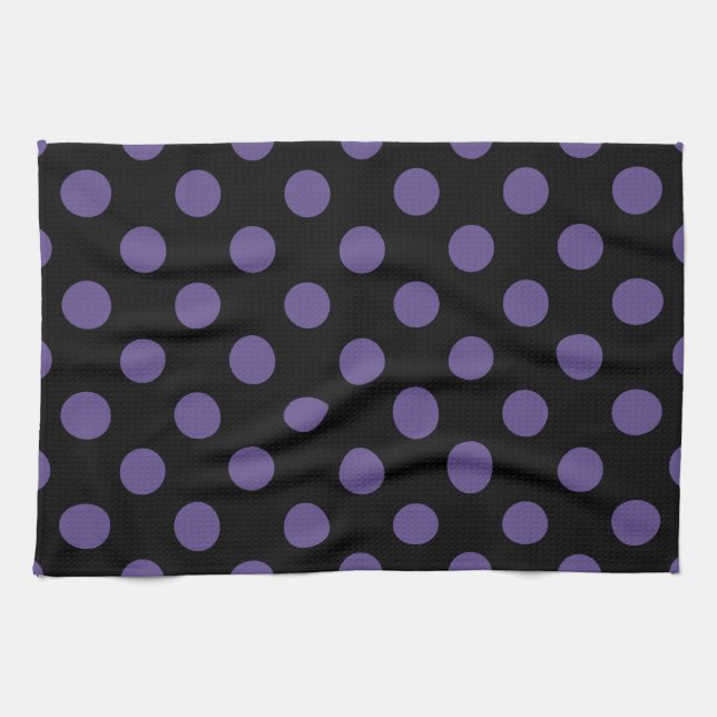 Paño De Cocina Polka ultravioleta sobre negro (Horizontal)