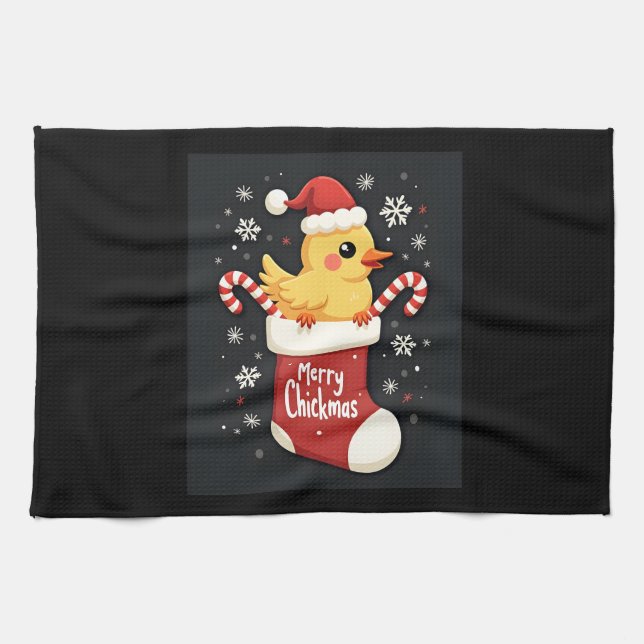 Paño De Cocina Pollo de Feliz Navidad (Horizontal)
