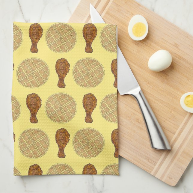 Paño De Cocina Pollo frito y Waffles Southern Soul Food (Doblado Cuarto)