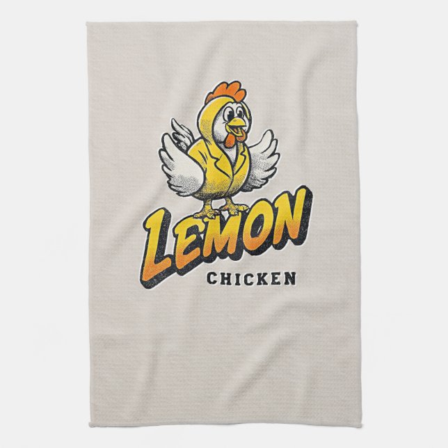 Paño De Cocina Pollo limón - Diseño de comida divertida (Vertical)