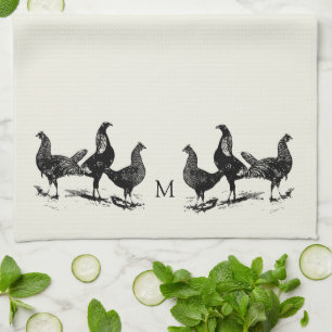 Paño De Cocina Pollo monogramado al estilo de granja rural