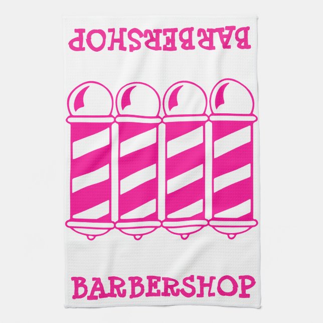 Paño De Cocina Pollos de barbero rosados (Vertical)