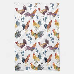 Paño De Cocina Pollos y huevos de color de agua del campo de cult