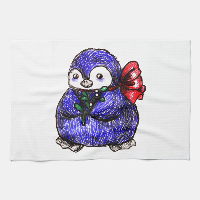 Paño De Cocina Polluelo del pingüino (Horizontal)