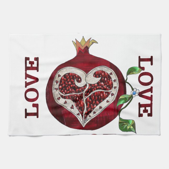 Paño De Cocina Pomegranate Heart LOVE Valentine (Horizontal)