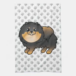 Paño De Cocina Pomerania negro y marrón Perro de dibujos animados