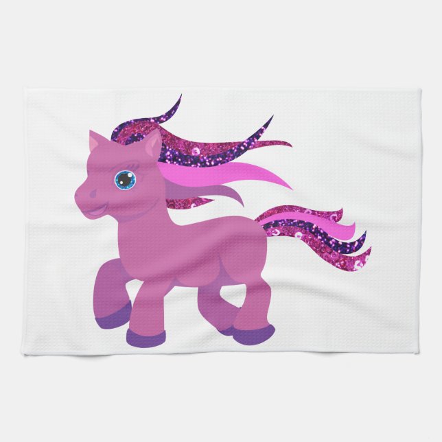 Paño De Cocina poni morado kawaii (Horizontal)