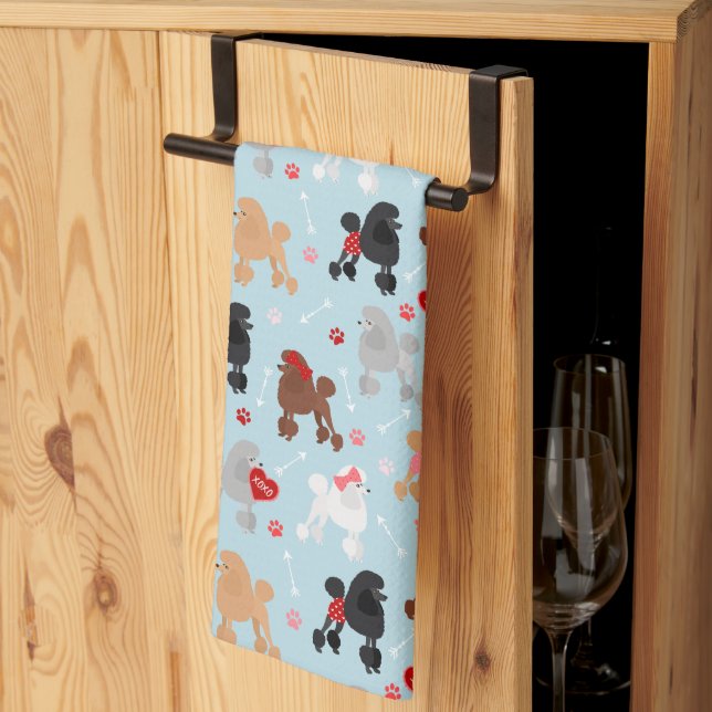 Paño De Cocina Poodle Valentine Pattern Kitchen Towel (Pliegue de tercios)
