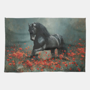Paño De Cocina Popas rojas de Stallion Friesiano Negro
