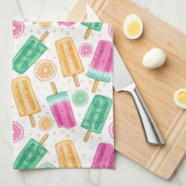 PAÑO DE COCINA POPSICKLES Y FRUTA DE VERANO COLOR PASTEL