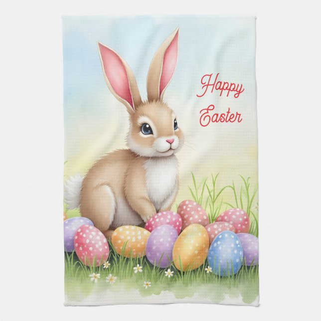 Paño De Cocina Popular Cute Easter Bunny And Eggs Collection (Vertical)
