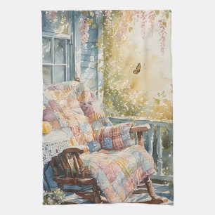 Paño De Cocina Porche acogedor con encanto de quilt y lemonade