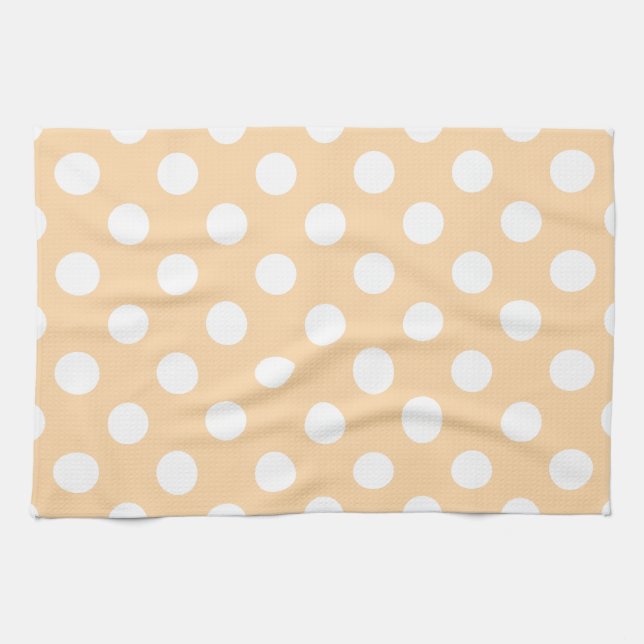 Paño De Cocina Pos de polka blanca en beige (Horizontal)