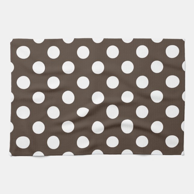 Paño De Cocina Pos de polka blanca en marrón (Horizontal)