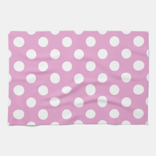 Paño De Cocina Pos de polka blanca en rosa pálido