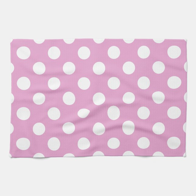 Paño De Cocina Pos de polka blanca en rosa pálido (Horizontal)