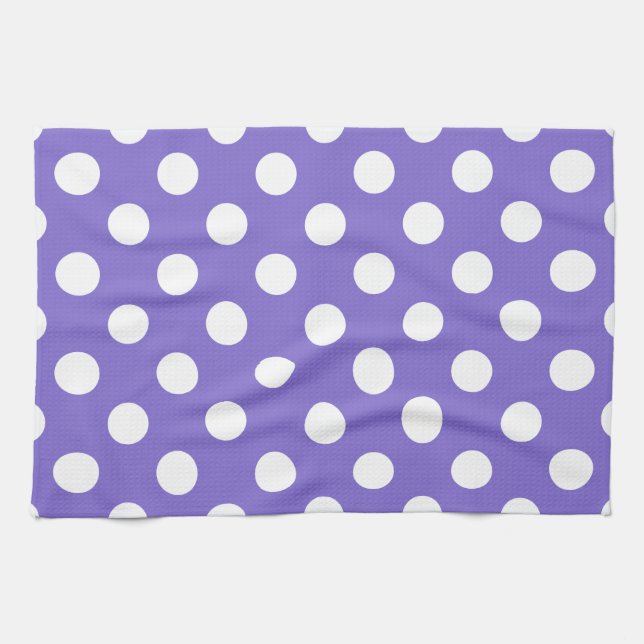 Paño De Cocina Pos de polka blanco en periwinkle (Horizontal)