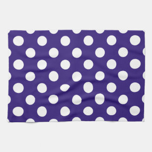 Paño De Cocina Pos de polka blanco sobre azul oscuro