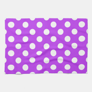 Paño De Cocina Pos de polka blanco sobre púrpura brillante