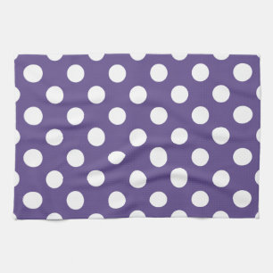 Paño De Cocina Pos de polka blanco sobre ultravioleta