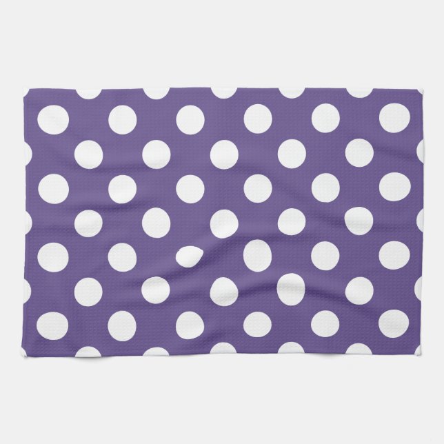 Paño De Cocina Pos de polka blanco sobre ultravioleta (Horizontal)