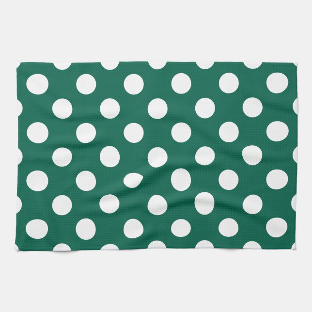 Paño De Cocina Pos de polka blanco sobre verde sabio (Horizontal)