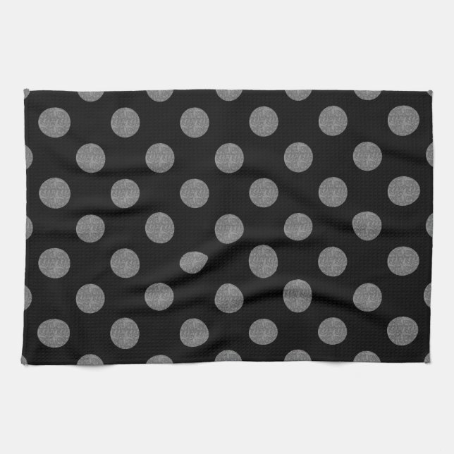 Paño De Cocina Pos de polka gris y negro (Horizontal)