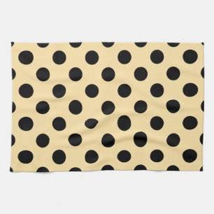 Paño De Cocina Pos de polka negra en amarillo pálido