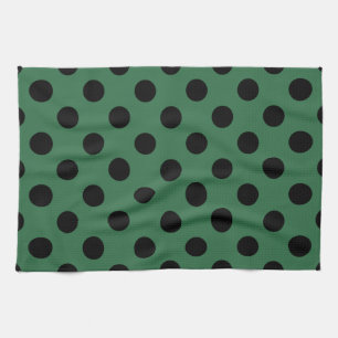 Paño De Cocina Pos de polka negra en verde gelatina