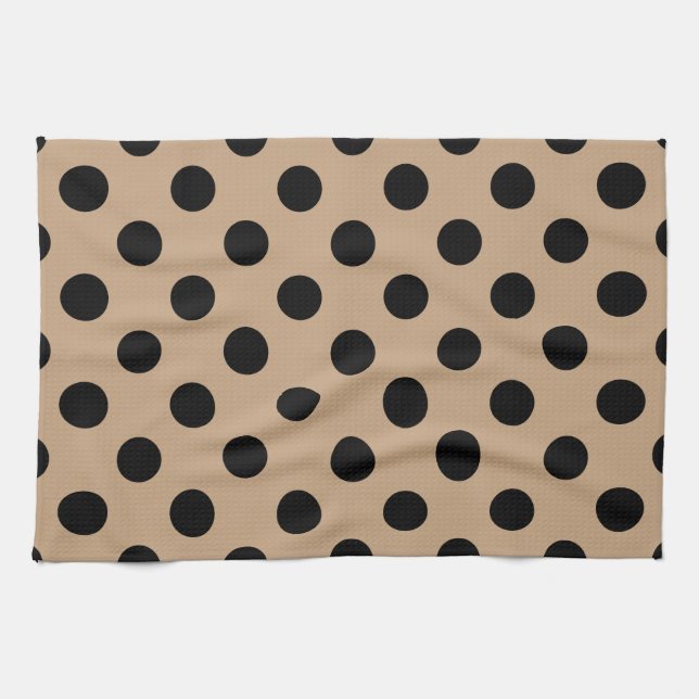 Paño De Cocina Pos de polka negro en beige (Horizontal)