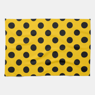 Paño De Cocina Pos de polka negro sobre amarillo