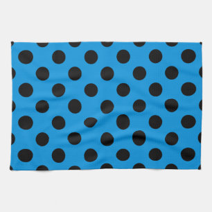 Paño De Cocina Pos de polka negro sobre azul cielo