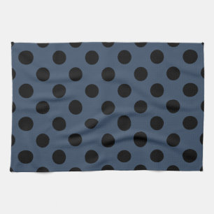 Paño De Cocina Pos de polka negro sobre gris-azul