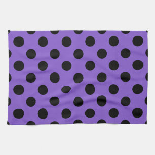 Paño De Cocina Pos de polka negro sobre lavanda