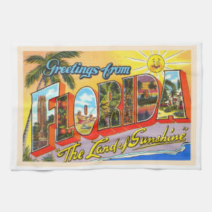 Paño De Cocina Postal de carta grande del estado de Florida FL Vi