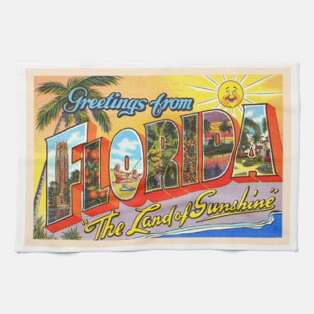 Paño De Cocina Postal de carta grande del estado de Florida FL Vi (Horizontal)