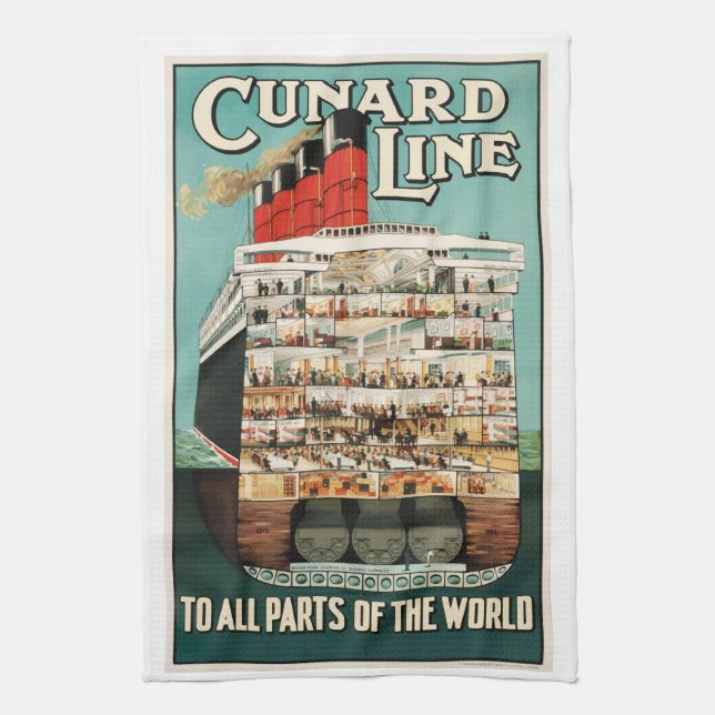 Paño De Cocina poster de barco de lujo Cunard Ocean liner, (Vertical)