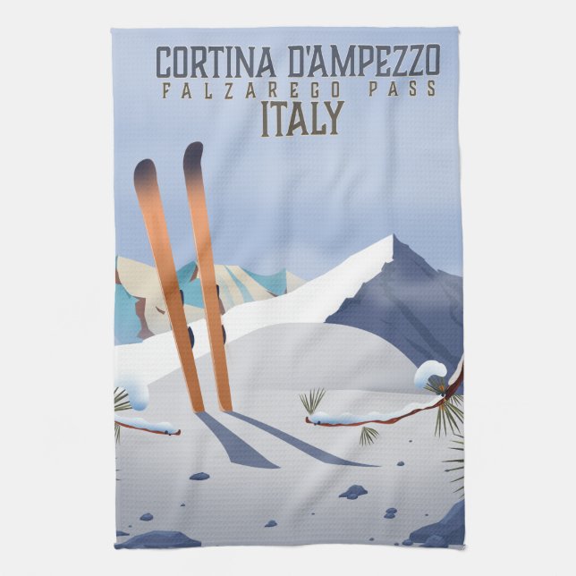 Paño De Cocina Poster de esquí Cortina d'Ampezzo Italia Imprimir (Vertical)